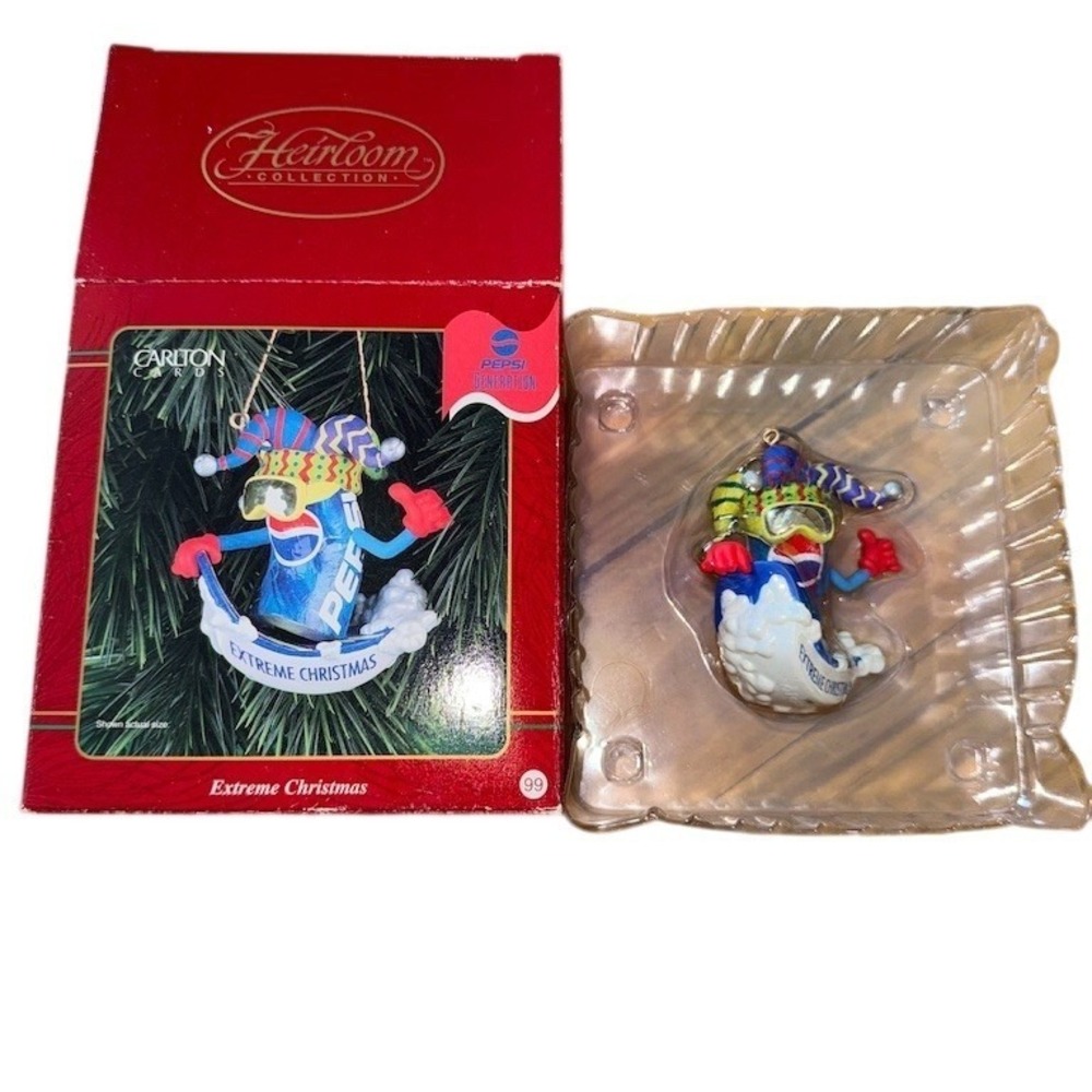 Hallmark Pepsi Can Snowboarder Hanging‎ Ornament 1999 Heirloom w/ Box Christmas
